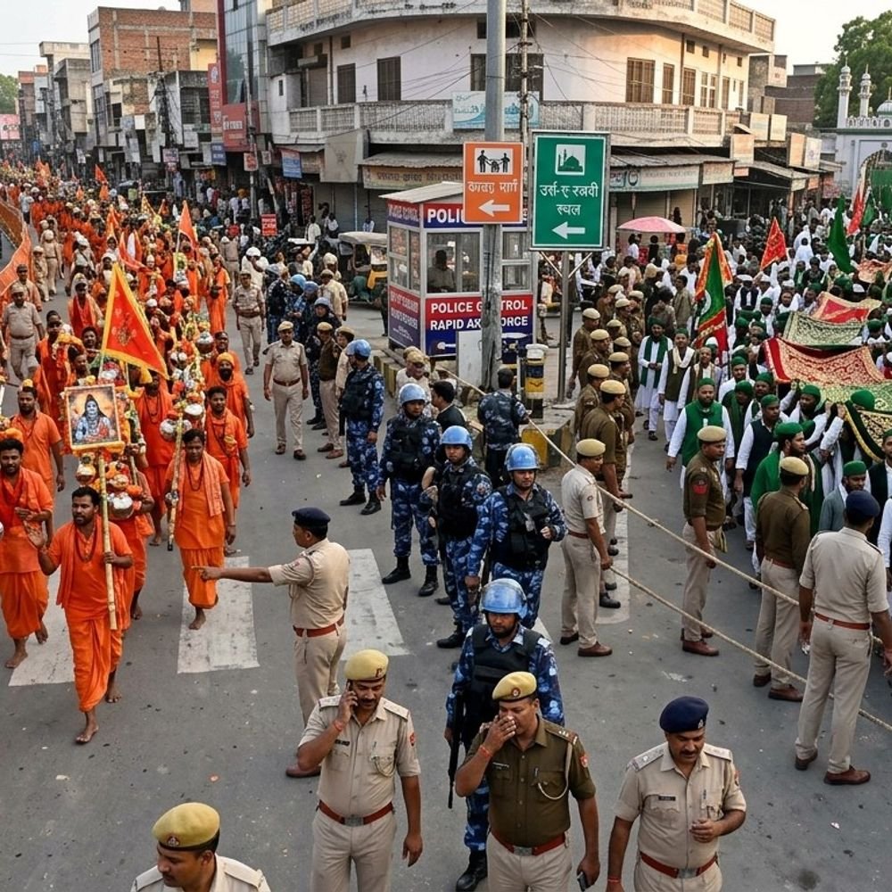 कांवड़ यात्रा और उर्स-ए-रजवी एक साथ:बरेली में सुरक्षा-यातायात व्यवस्था बनी चुनौती