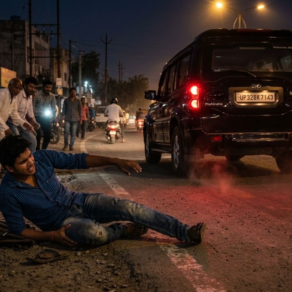 लखनऊ में युवक पर तलवार-बेसबॉल से हमला:भागने पर स्कॉर्पियो से मारी टक्कर, दो बार कुचलने के प्रयास